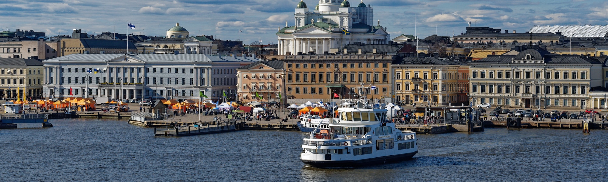 Helsinki harbor and cathedral in Finland