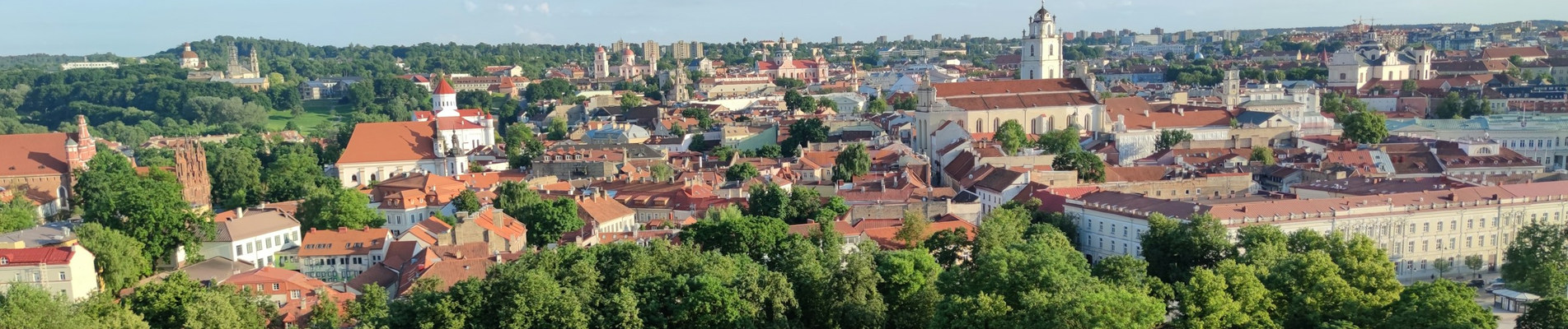 Old Town skyline and historic churches in Vilnius, Lithuania